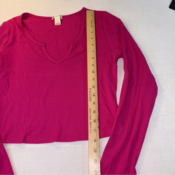 Bozzolo Pink Ribbed Crop Top Large - Picture 2 of 6